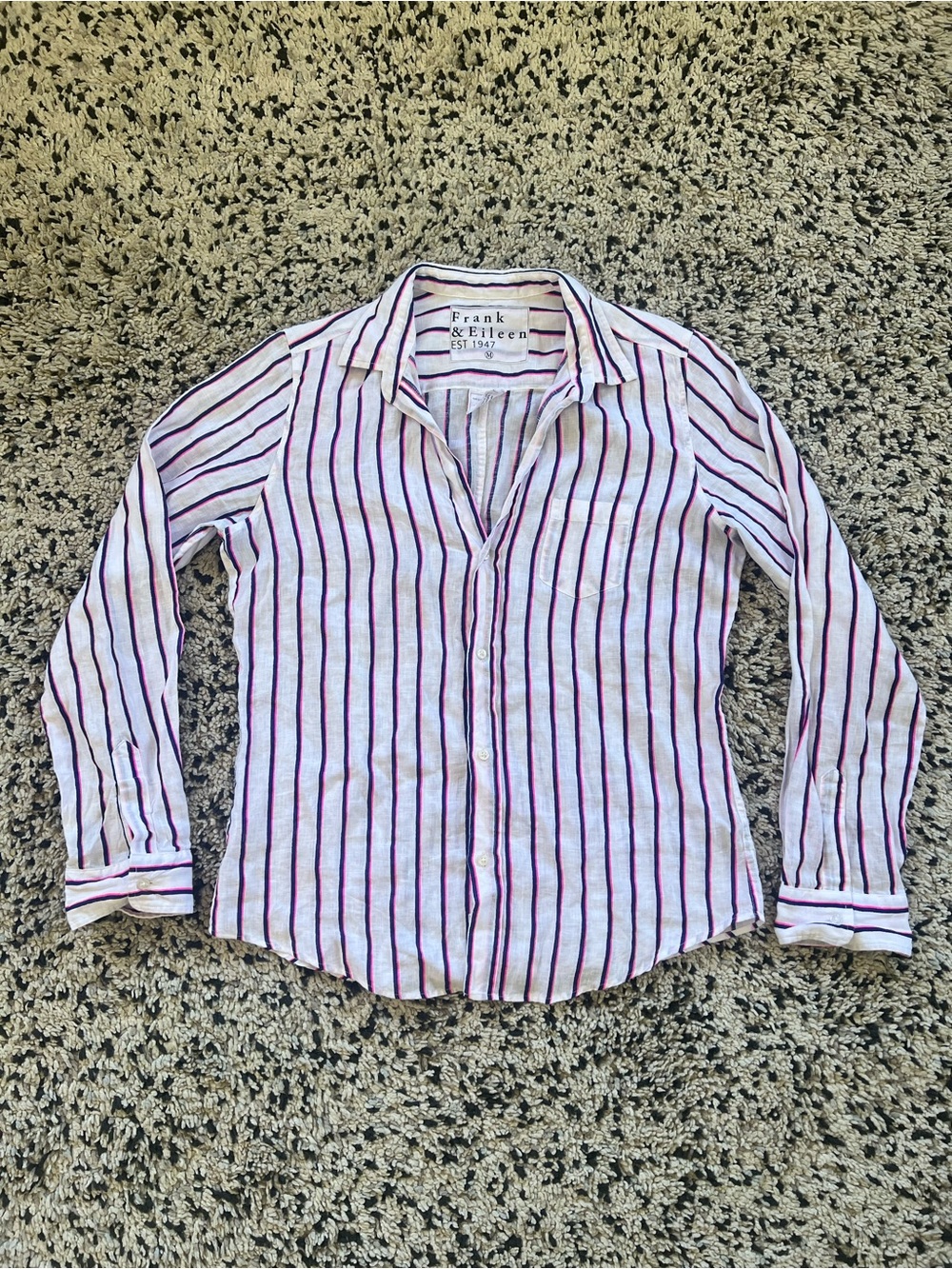 Frank & Eileen Barry 100% Linen Shirt Long Sleeve Stripe Button Down Women’s M